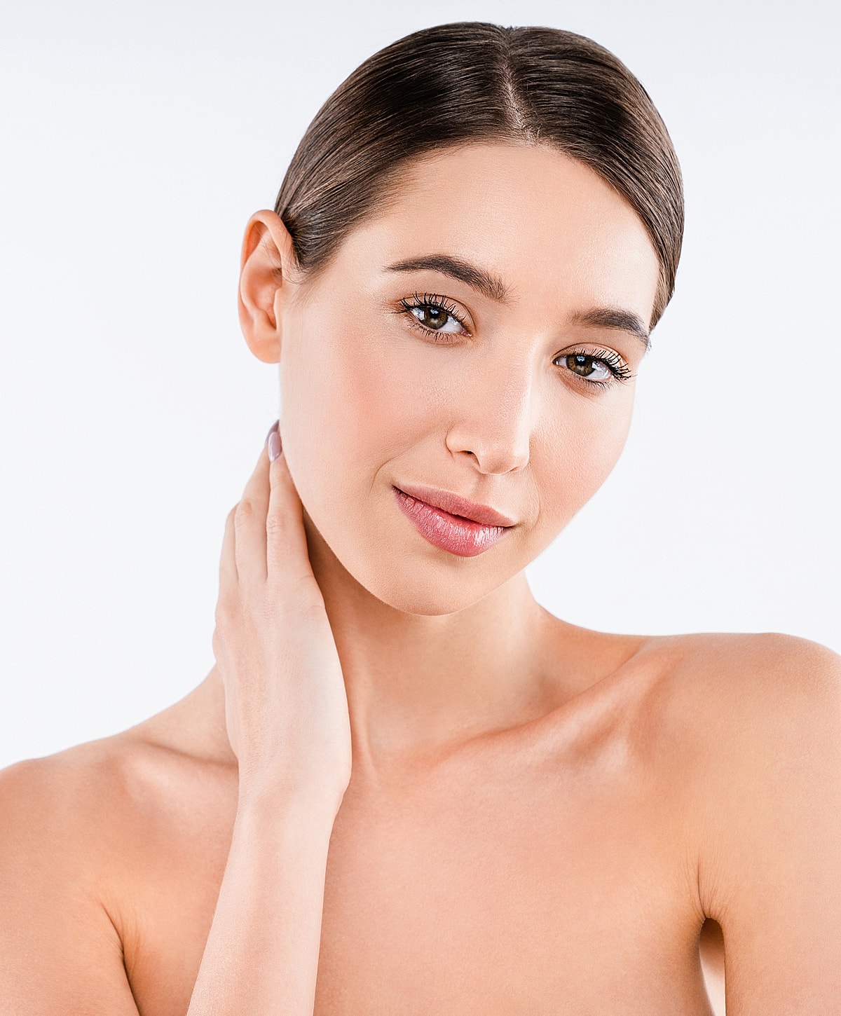 Woman with natural beauty and soft expression.